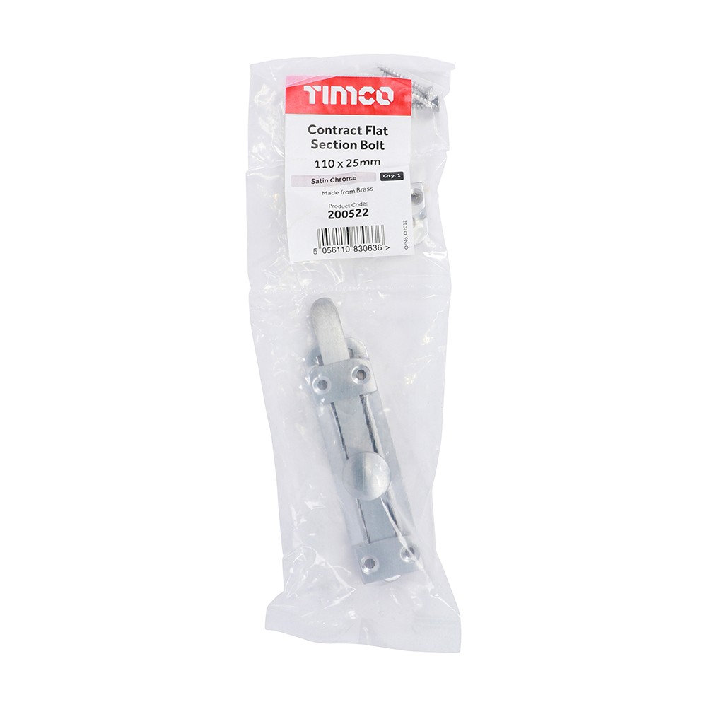 Timco Contract Flat Section Bolt - Satin Chrome