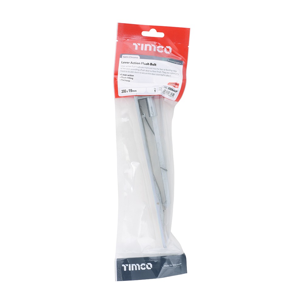Timco Lever Action Flush Bolt - Satin Chrome