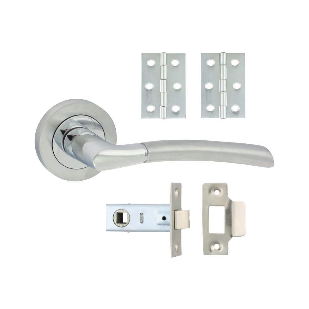 Timco Shavington Lever On Rose Door Pack - Polished Chrome & Satin Chrome