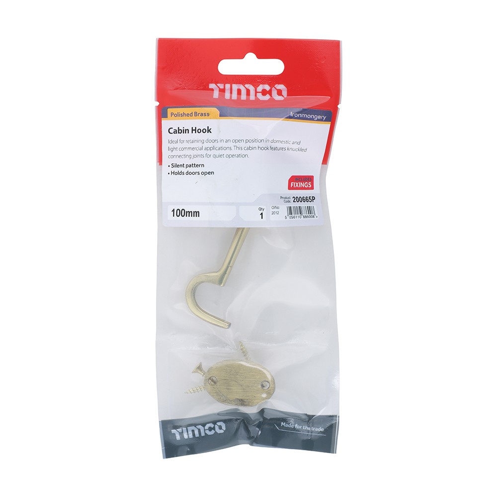 Timco Cabin Hook - Polished Brass