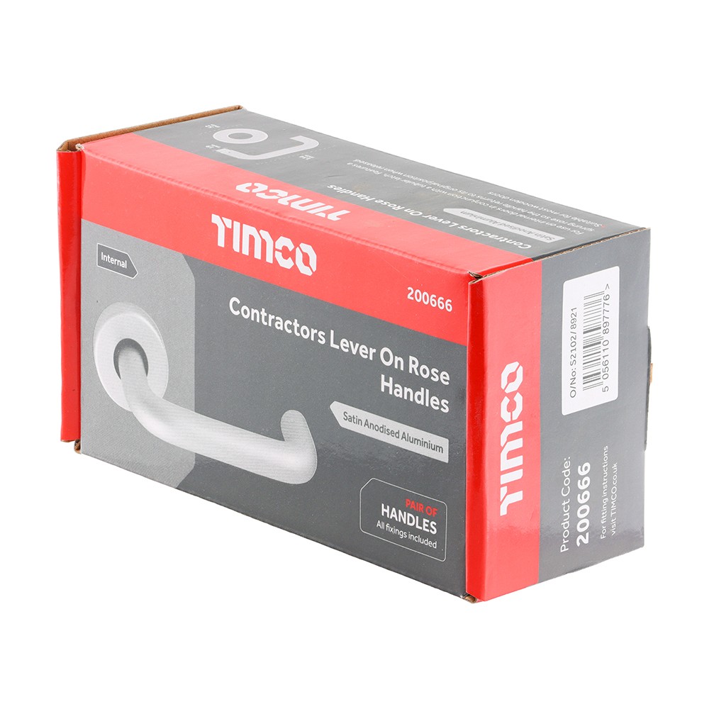 Timco Contractors Lever On Rose Set - Satin Anodised Aluminium