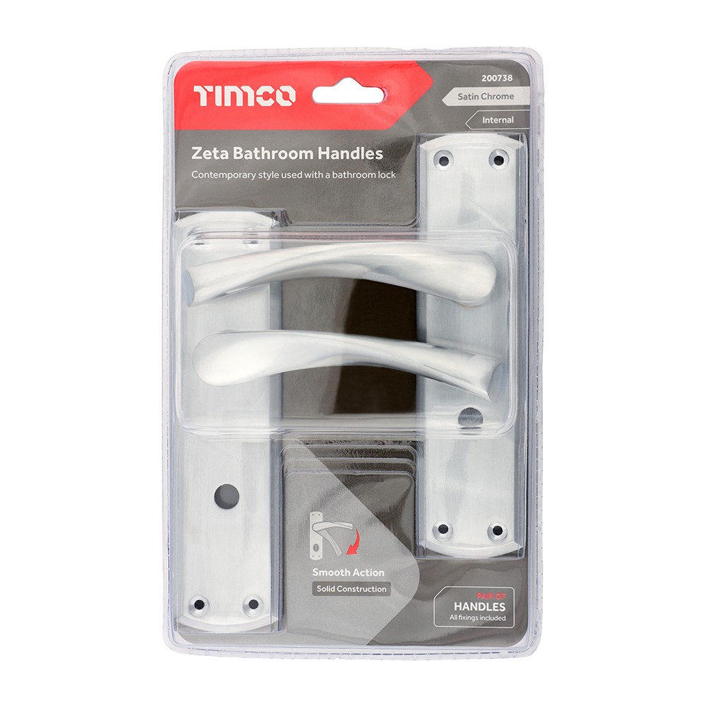 Timco Zeta Bathroom Handles - Satin Chrome