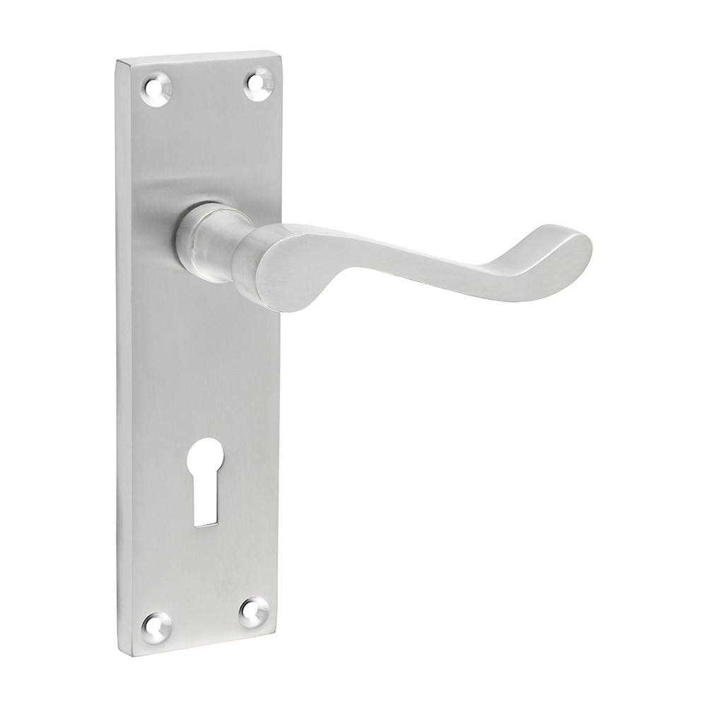 Timco Victorian Scroll Lock Handles - Satin Chrome