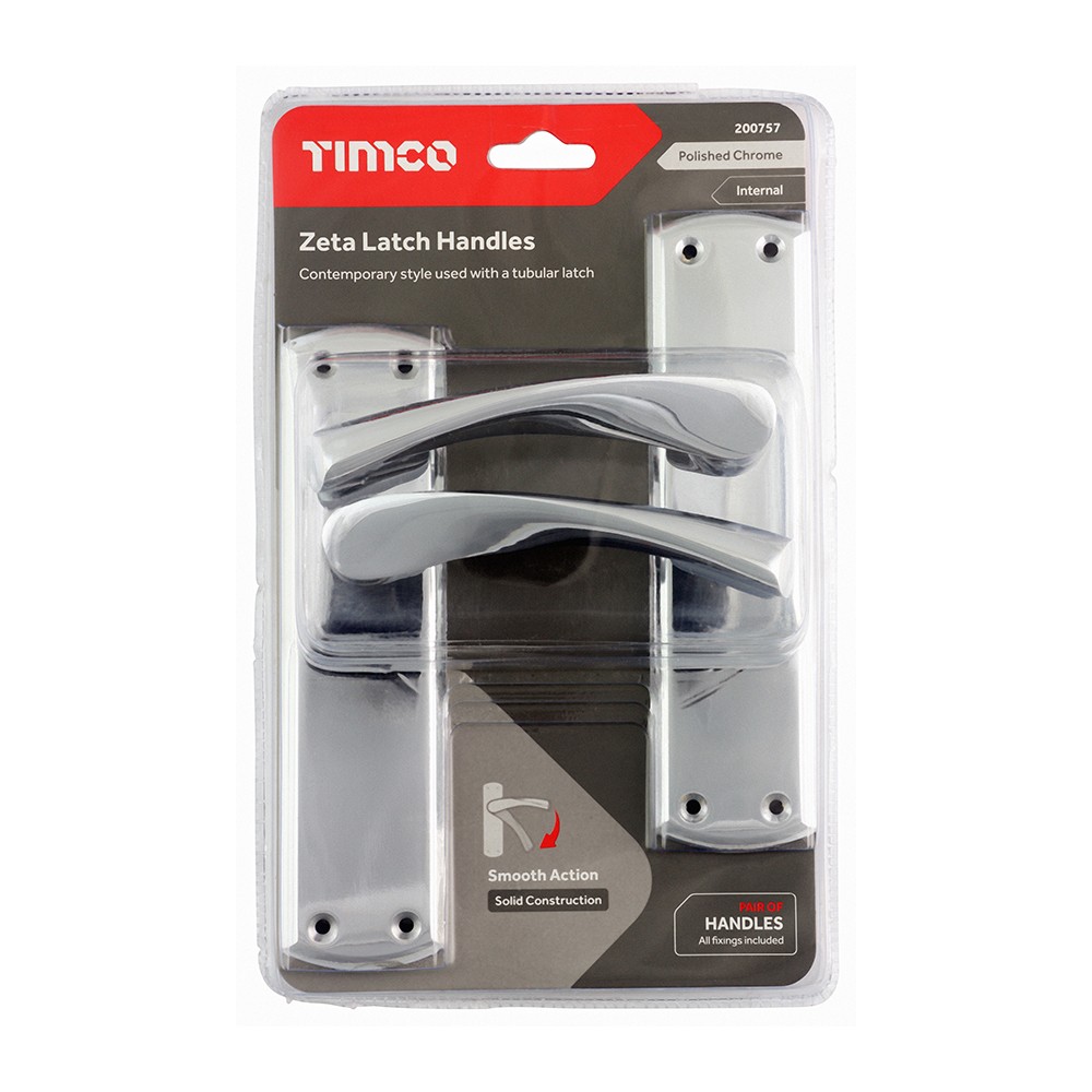 Timco Zeta Latch Handles - Polished Chrome