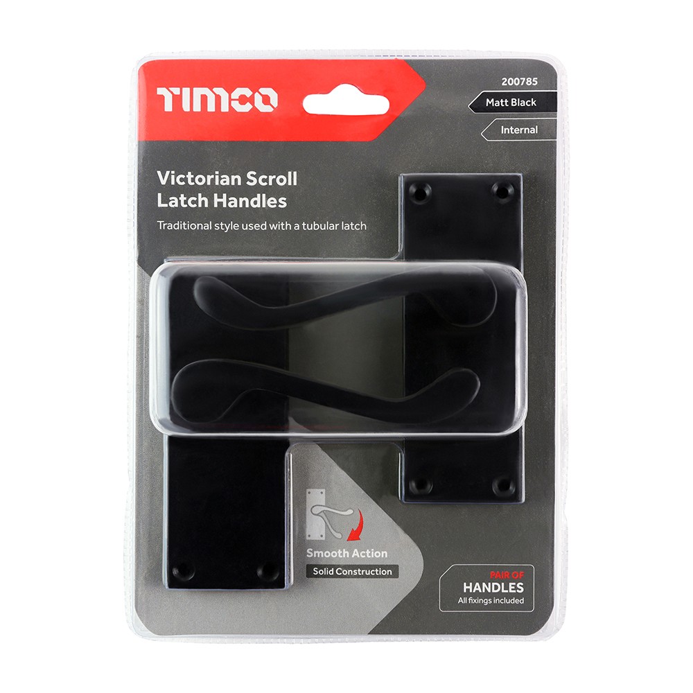 Timco Victorian Scroll Latch Handle - Matt Black