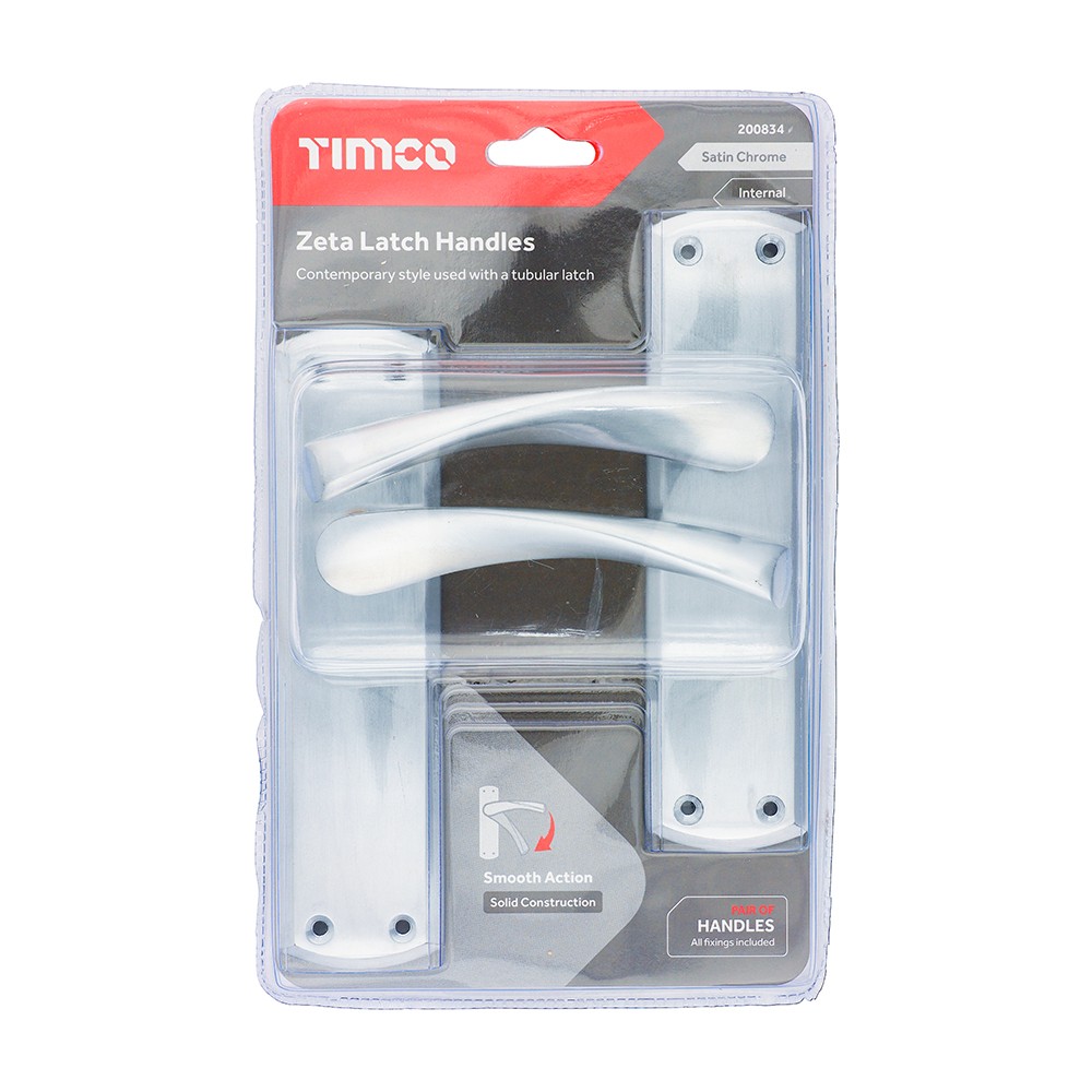 Timco Zeta Latch Handles - Satin Chrome