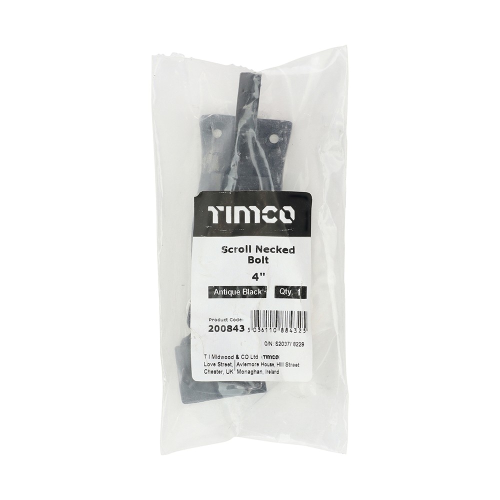 Timco Scroll Necked Bolt - Antique Black