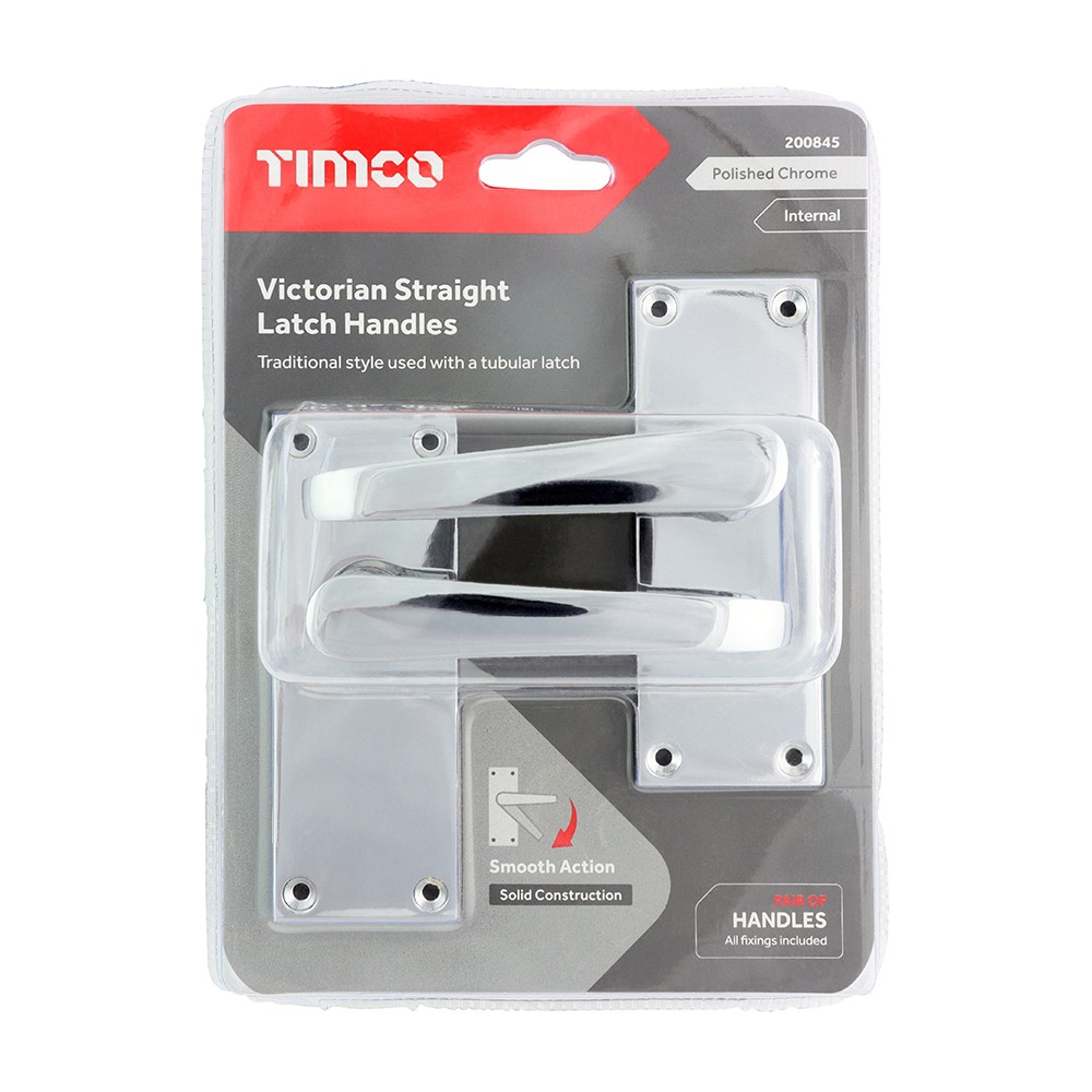 Timco Victorian Straight Latch Handles - Polished Chrome