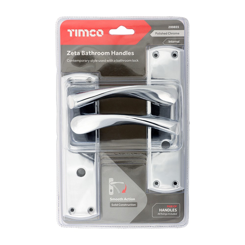 Timco Zeta Bathroom Handles - Polished Chrome