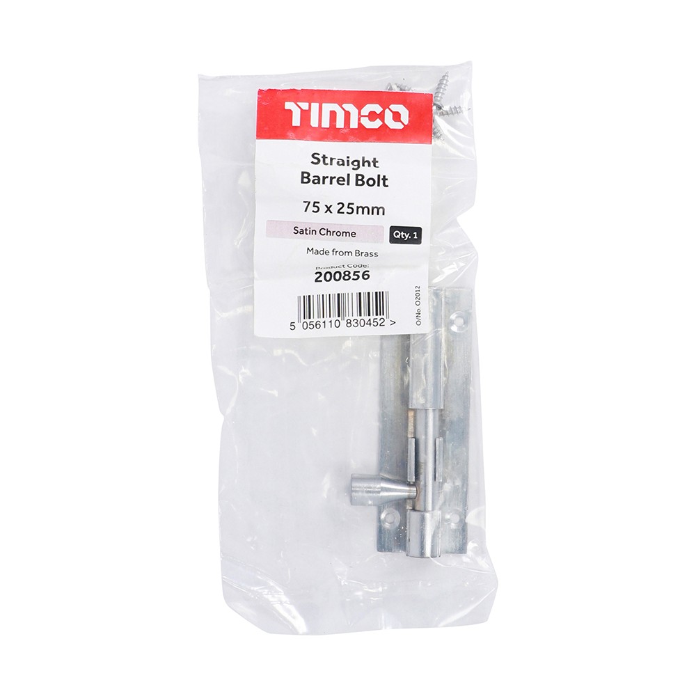 Timco Straight Barrel Bolt - Satin Chrome