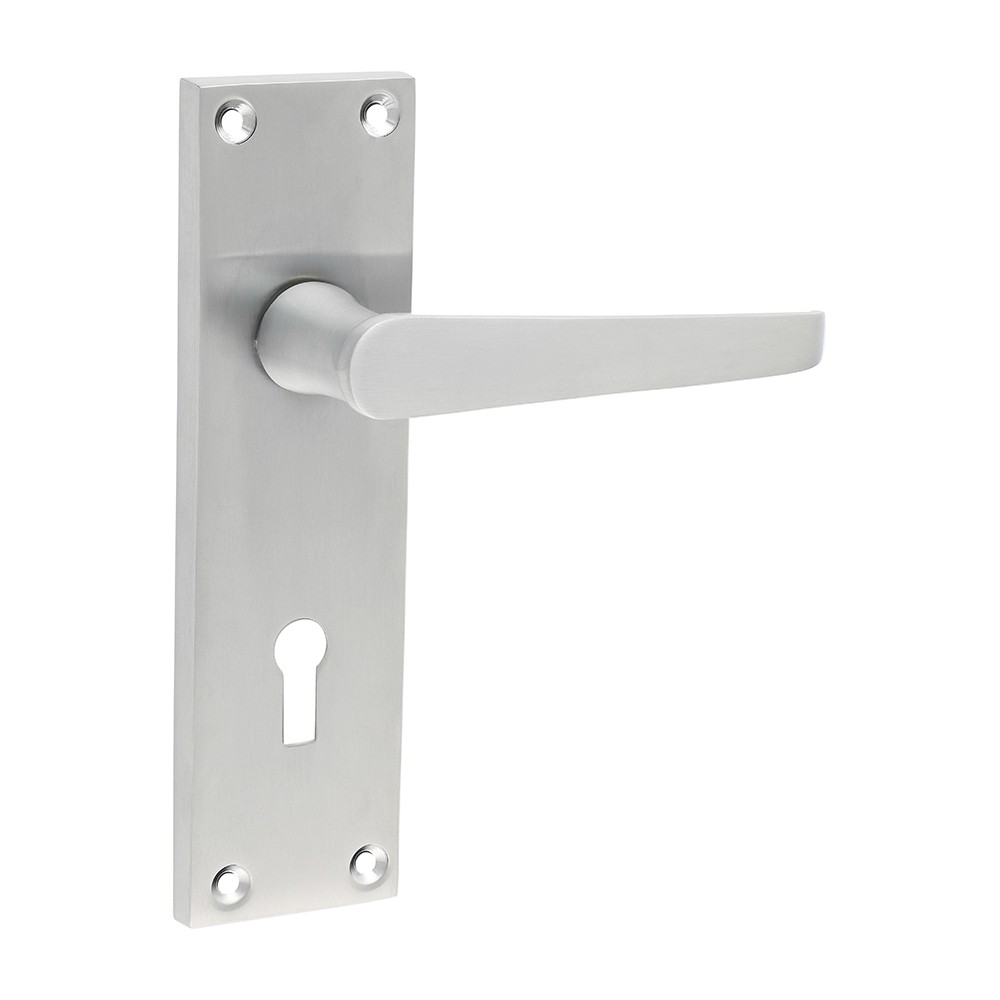 Timco Victorian Straight Lock Handles - Satin Chrome