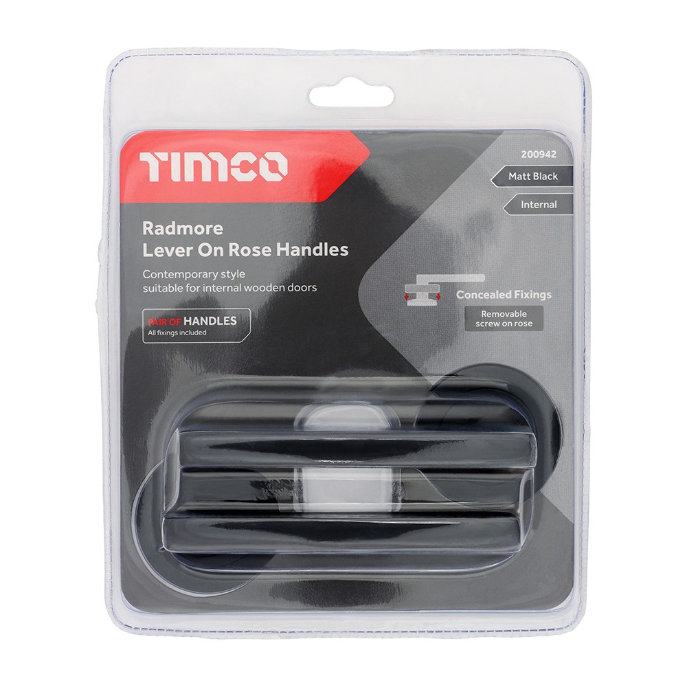 Timco Radmore Lever On Rose Handles - Matt Black