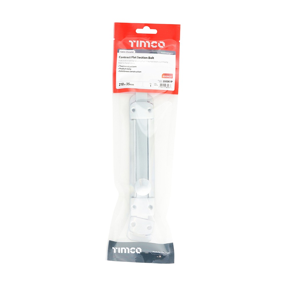 Timco Contract Flat Section Bolt - Satin Chrome