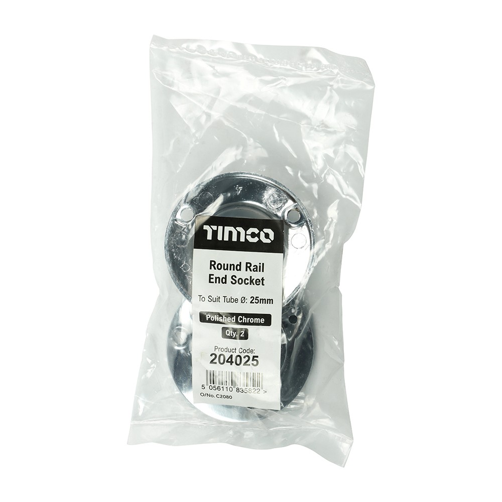 Timco End Sockets For Round Tubes 25mm
