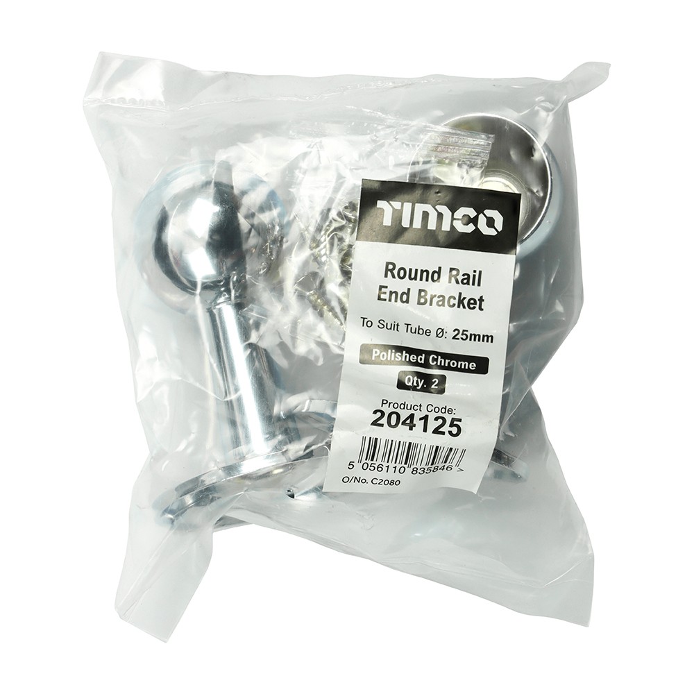 Timco End Brackets For Round Tubes 25mm