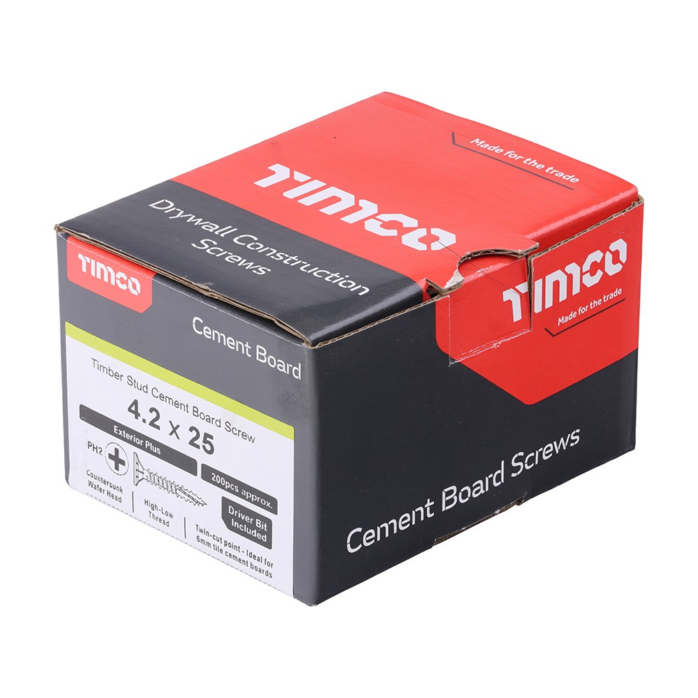 Timco Drywall Construction Timber Stud Cement Board Screws - Silver Organic