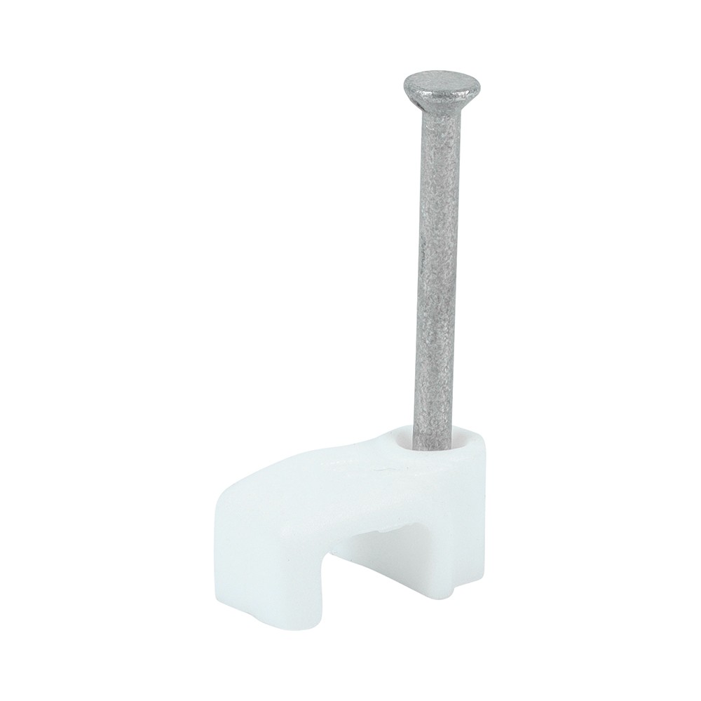 Timco Flat Cable Clips To Fit 1mm - White