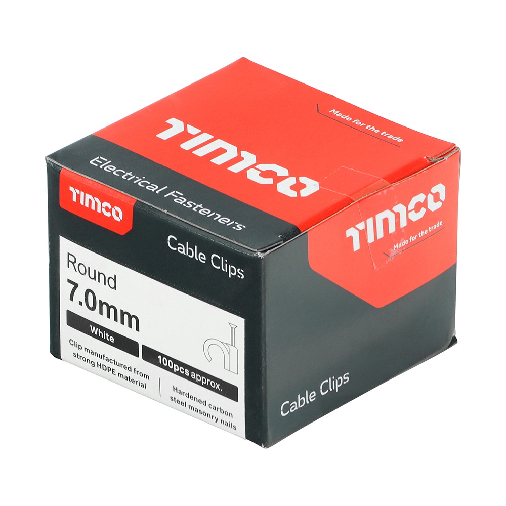 Timco Round Cable Clips - White