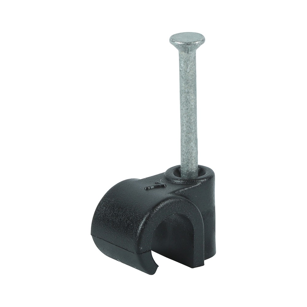 Timco Round Cable Clips to fit 7mm - Black