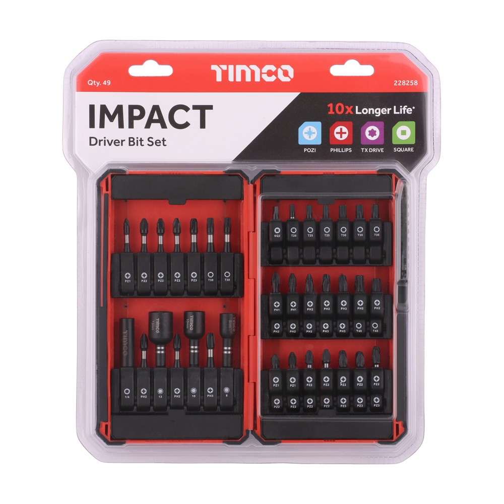 Timco Impact Driver Bit Set - Case 49 Piece