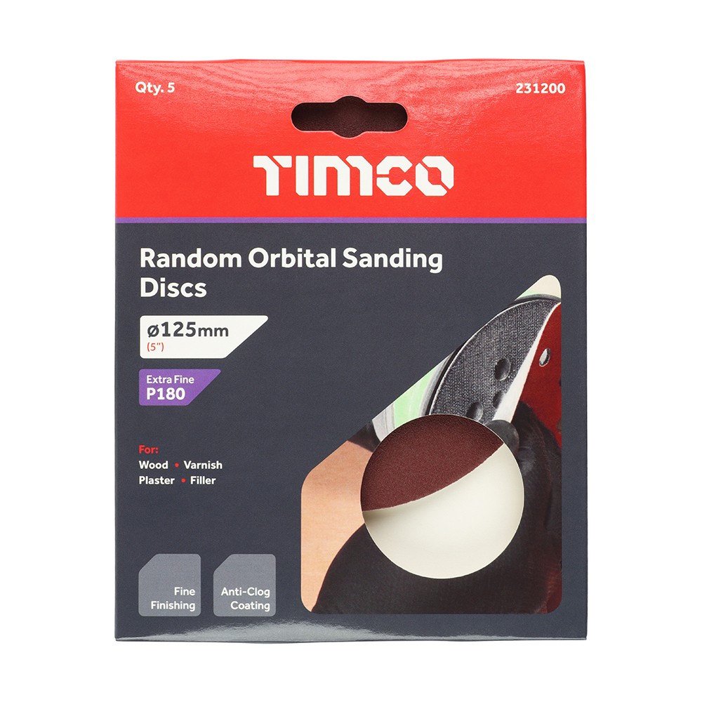 Timco Random Orbital Sanding Discs 125mm - Red