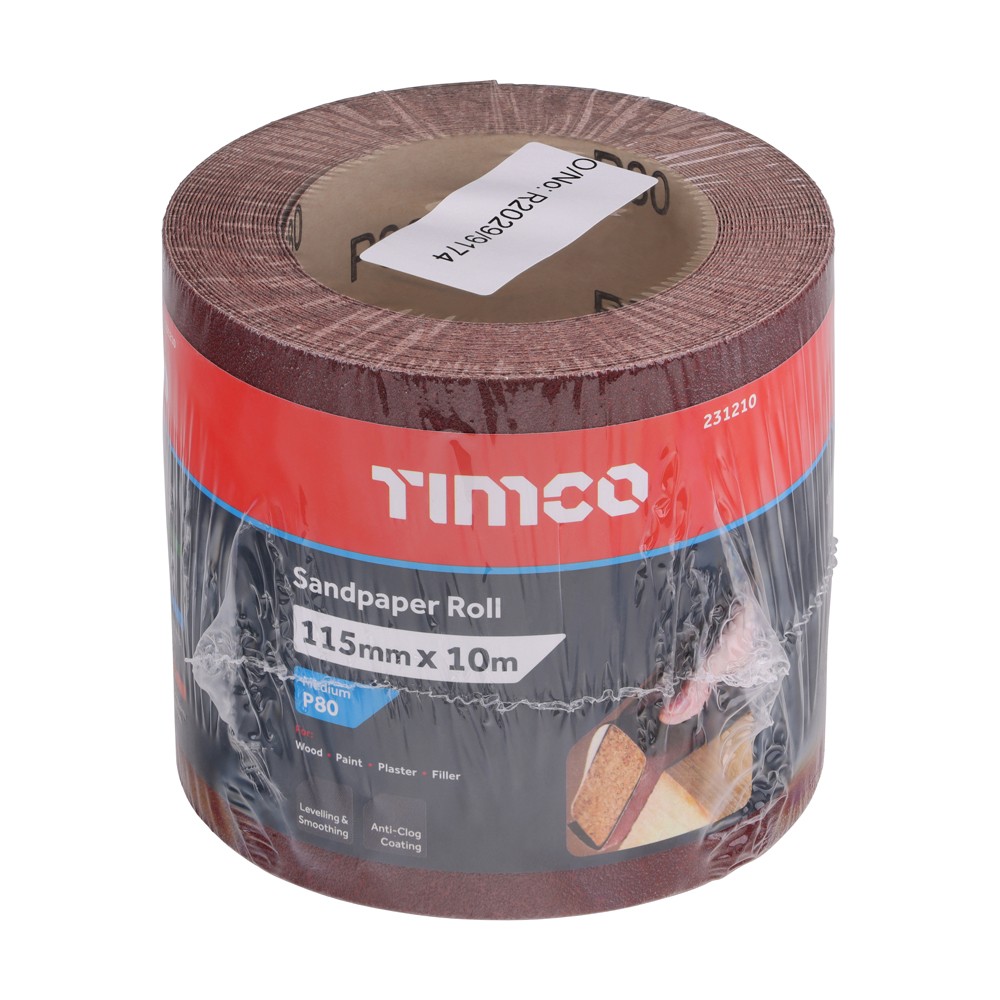 Timco Sandpaper Roll 115 x 10mm - Red