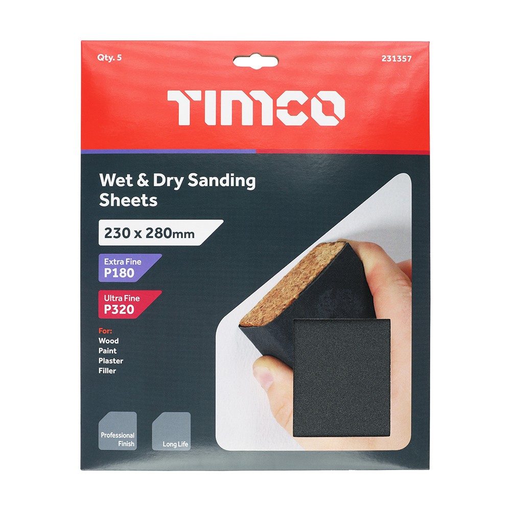 Timco Wet & Dry Sanding Sheets 230 x 280mm - Mixed - Black