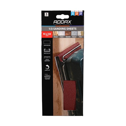 Timco 1/3 Sanding Sheets Mixed Pack 93 x 230mm - Red - Unpunched