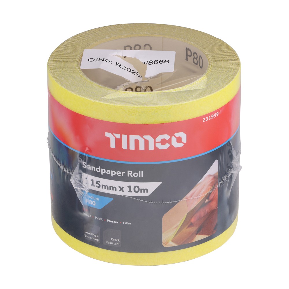 Timco Sandpaper Roll 115 x 10mm - Yellow