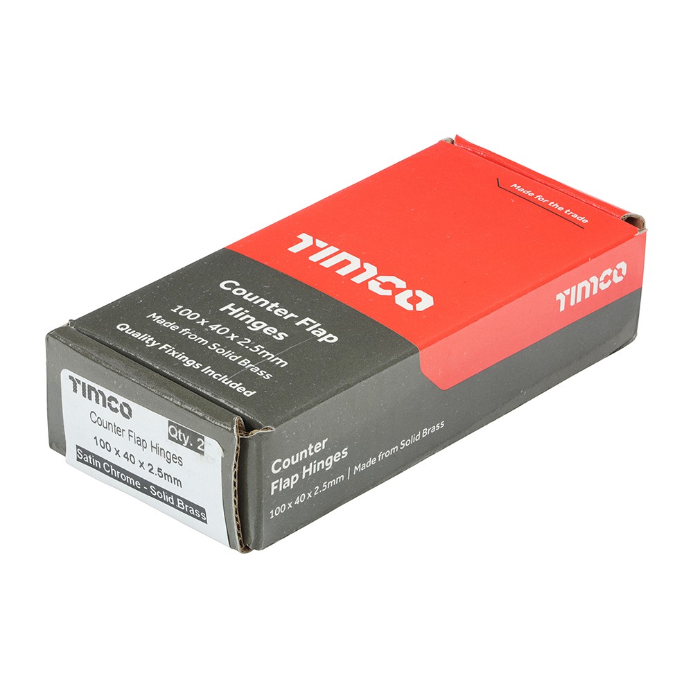 Timco Counterflap Hinge - Solid Brass - Satin Chrome