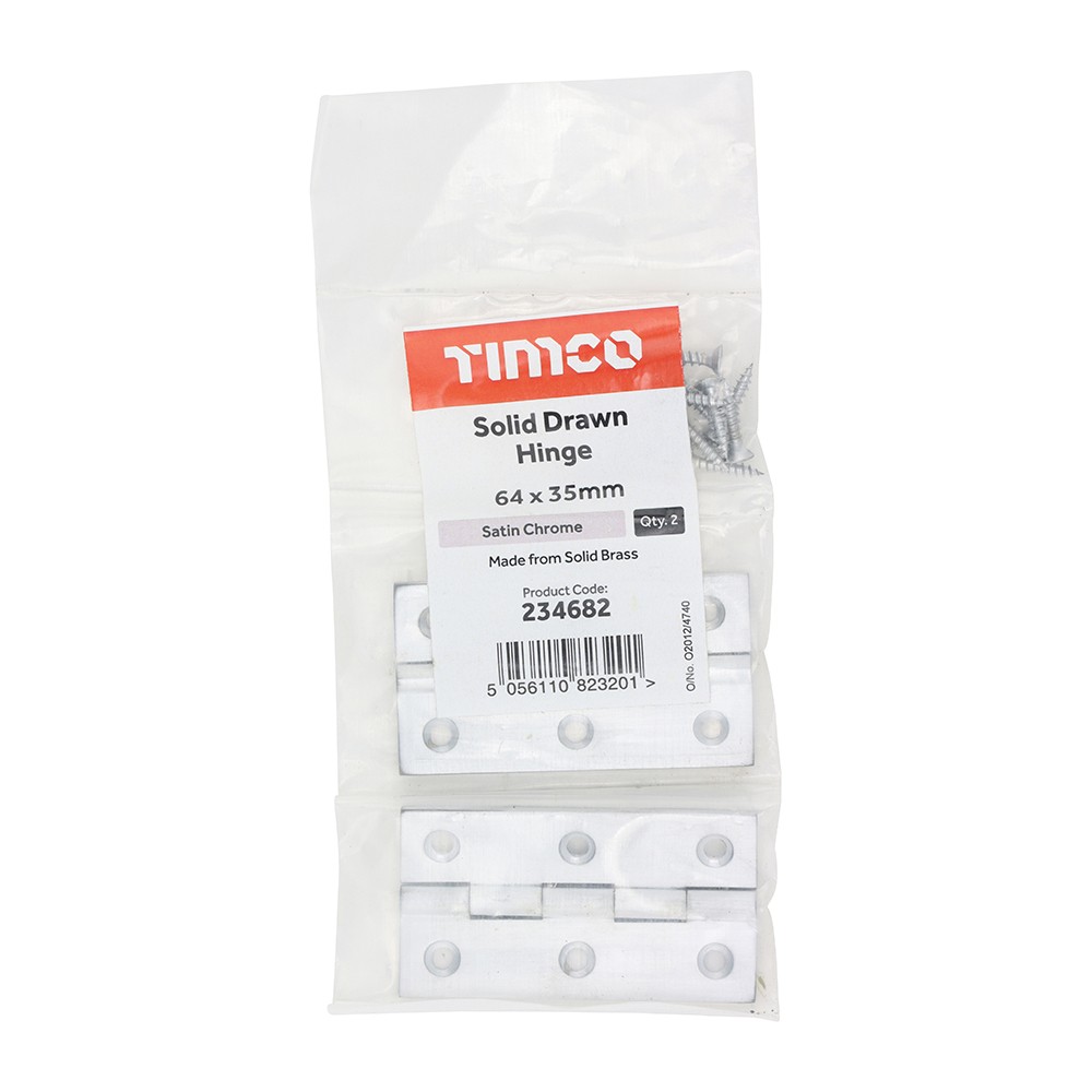 Timco Solid Drawn Hinge - Solid Brass - Satin Chrome