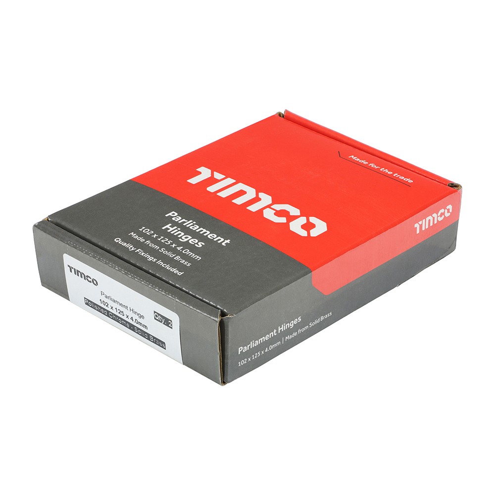 Timco Parliament Hinge (488) - Solid Brass - Polished Chrome