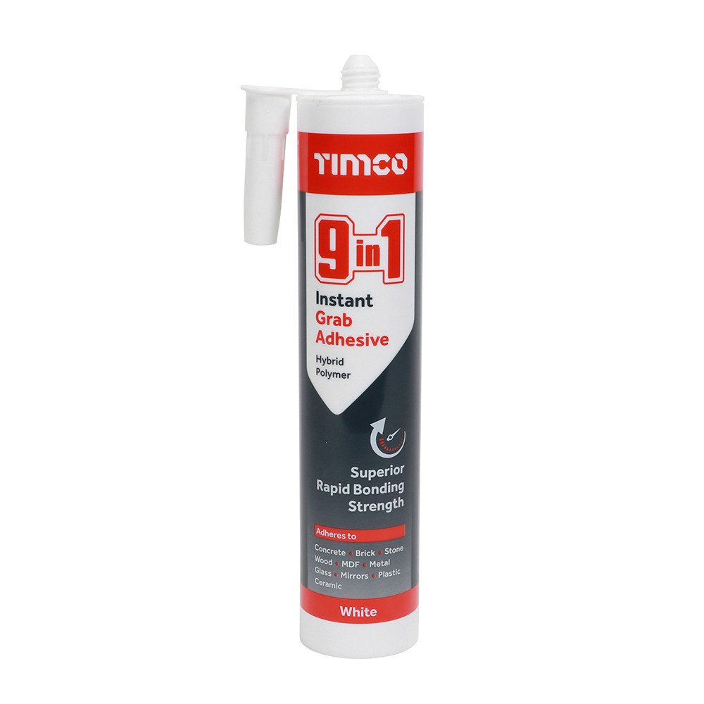 Timco 9 in 1 Instant Grab Adhesive 290ml - White