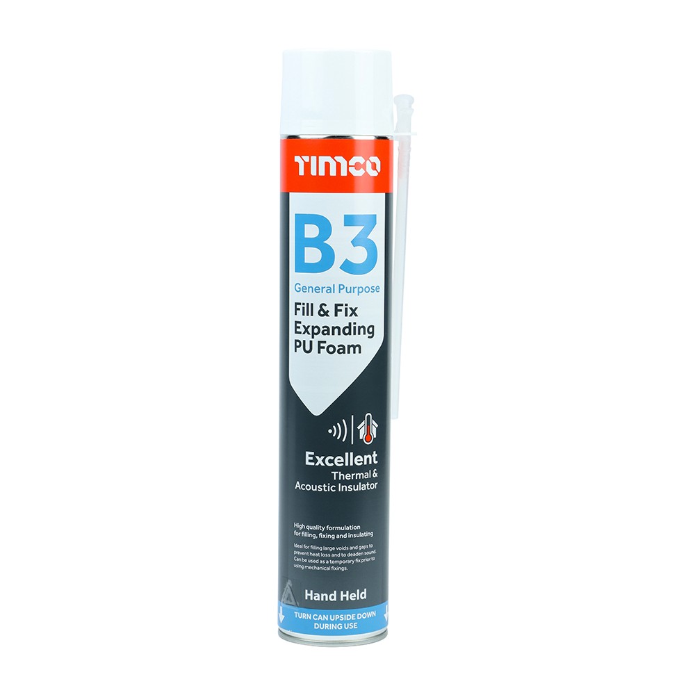 Timco B3 General Purpose Fill & Fix Expanding PU Foam 750ml - Hand Held