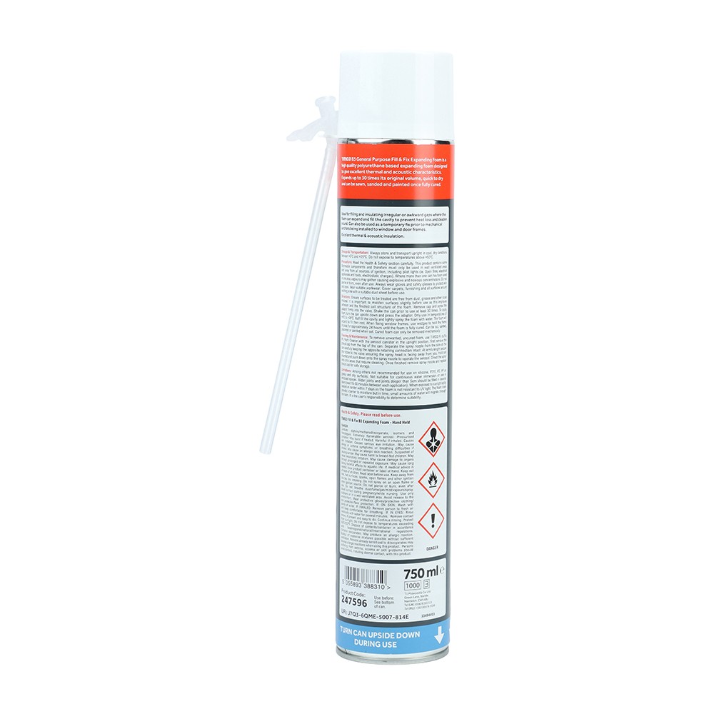 Timco B3 General Purpose Fill & Fix Expanding PU Foam 750ml - Hand Held