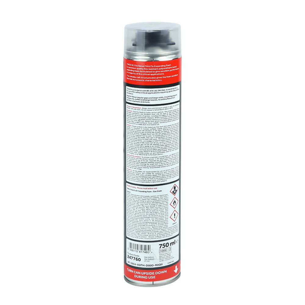 Timco B1 Fill & Fix Expanding PU Foam 750ml - Gun Grade