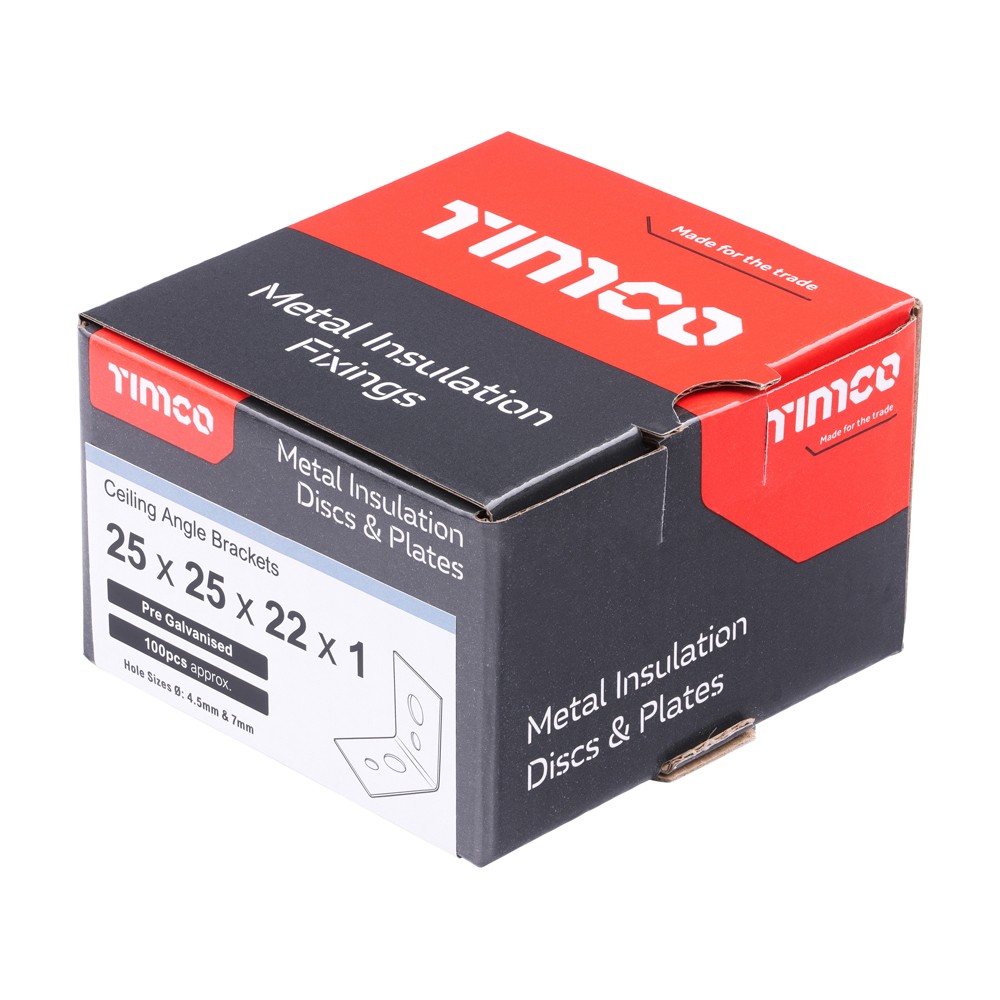 Timco Ceiling Angle Brackets 25 x 25 x 22  - Galvanised