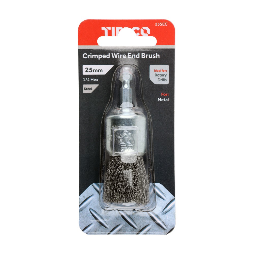 Timco Drill End Brush 25mm - Crimped Steel Wire