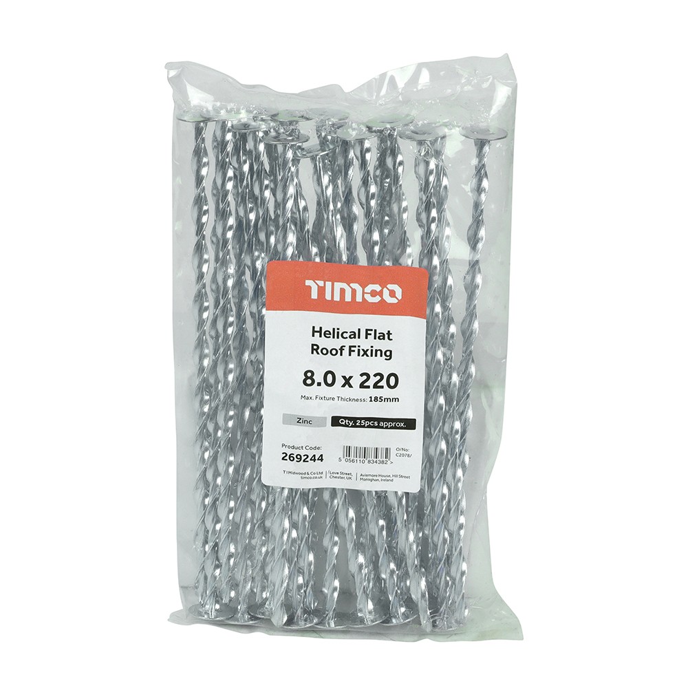 Timco Helical Flat Roof Fixing - Zinc