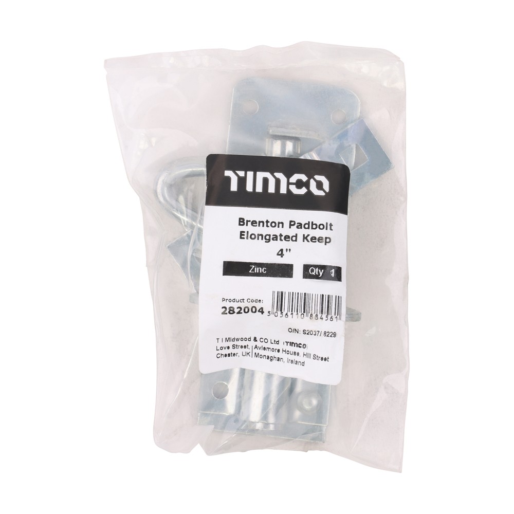 Timco Brenton Padbolt Elongated Keep - Zinc