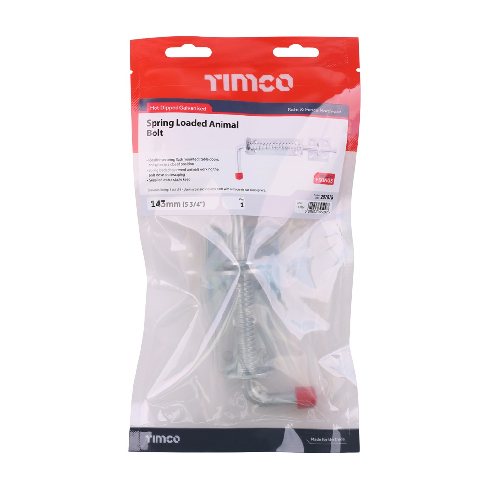 Timco Spring Loaded Animal Bolt - Hot Dipped Galvanised