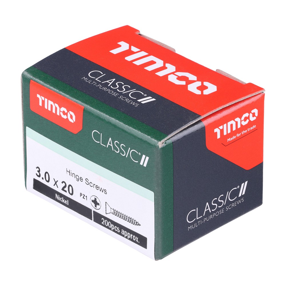 Timco Classic Multi-Purpose Hinge Woodscrews Countersunk Pozi - Nickel