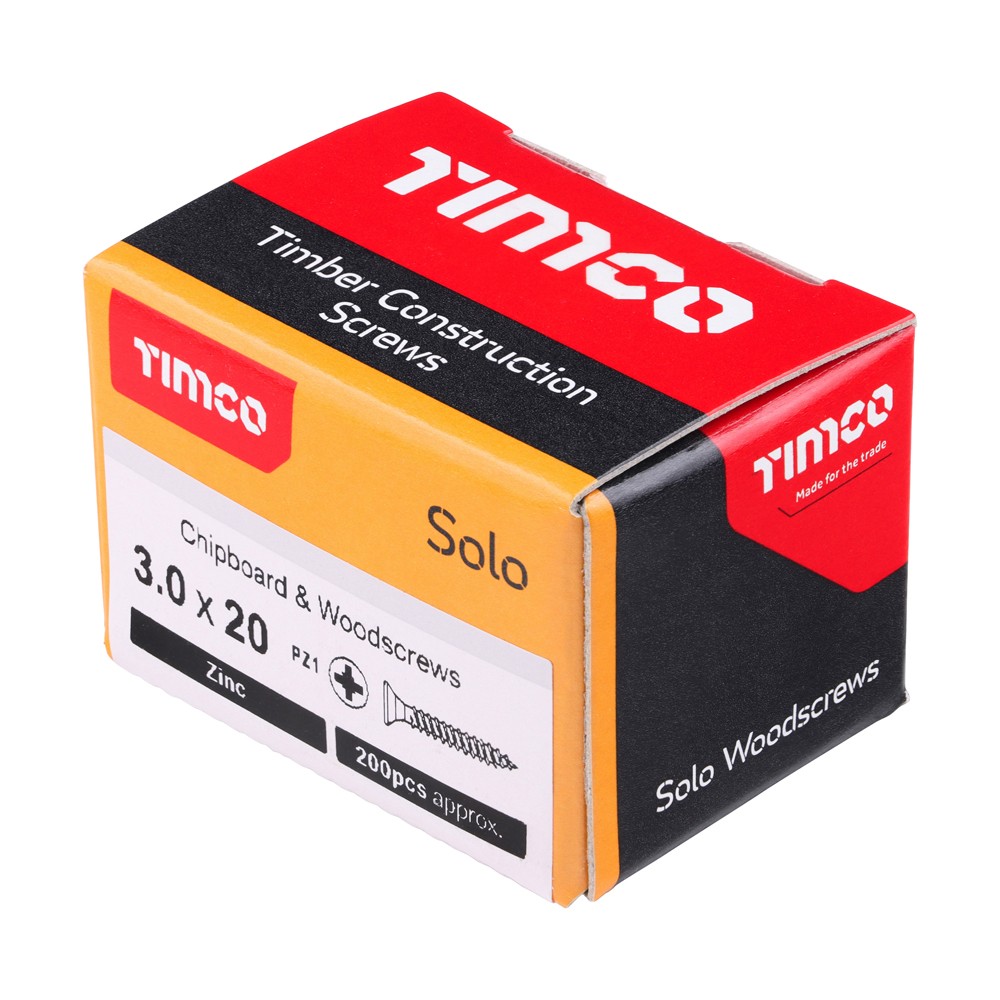 Timco Solo Chipboard & Woodscrews 3mm Double Countersunk Pozi - Zinc