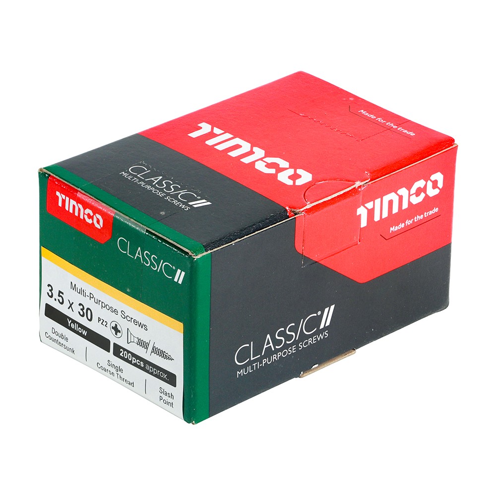 Timco Classic Multi-Purpose 3.5mm Woodscrews Double Countersunk Pozi - Yellow