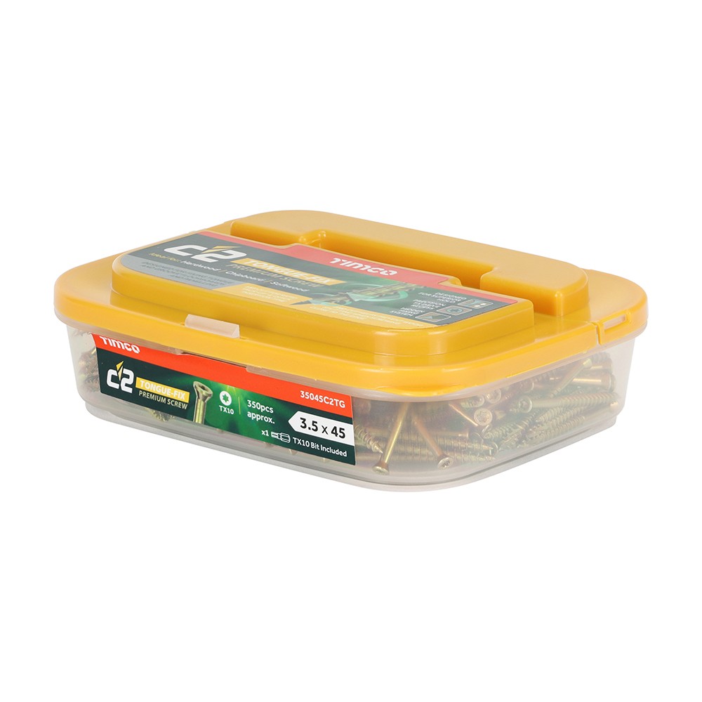 Timco C2 Tongue-Fix Reduced Countersunk Woodscrews 3.5 x 45mm Torx - Yellow