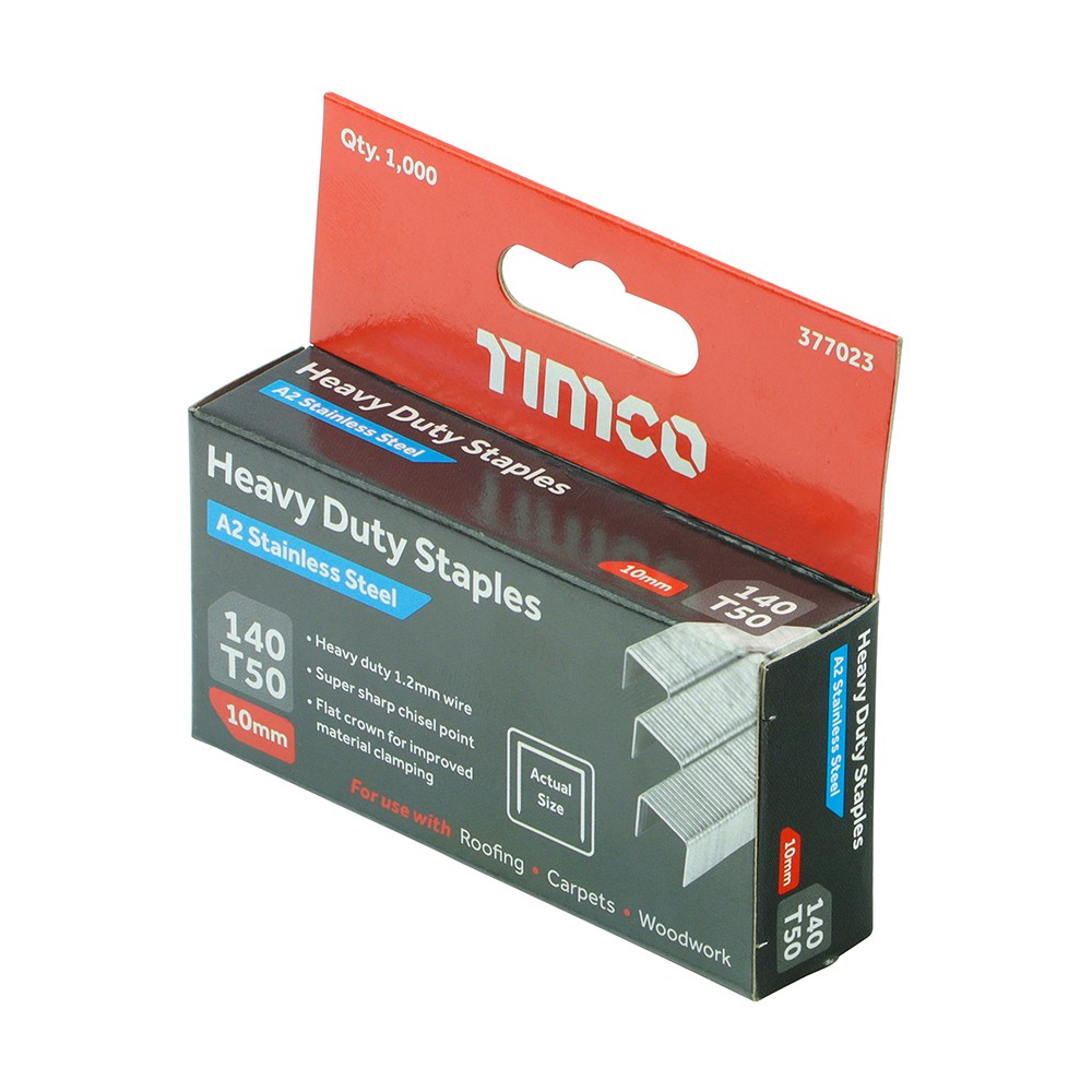 Timco Heavy Duty Staples Chisel Point - A2 Stainless Steel