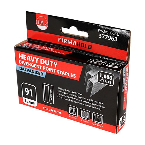 Timco Heavy Duty Staples - Divergent Point - Galvanised