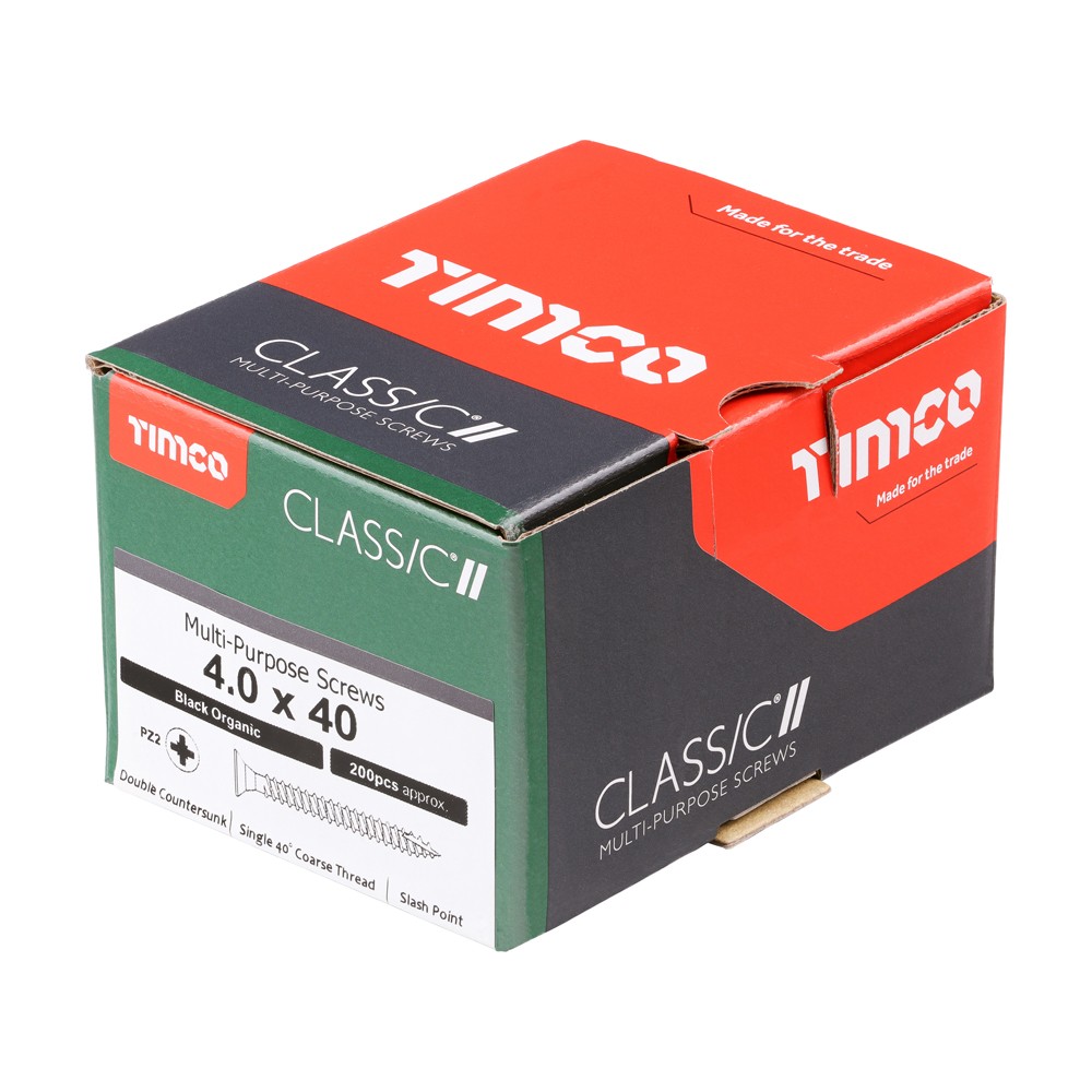 Timco Classic Multi-Purpose Woodscrews Double Countersunk Pozi - Black Organic