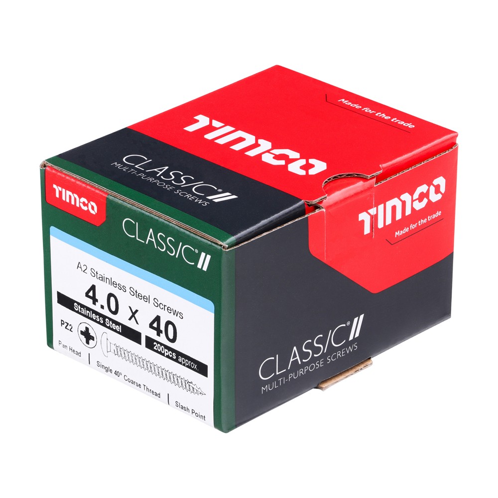 Timco Classic Multi-Purpose Woodscrews Pan Head Pozi - A2 Stainless Steel