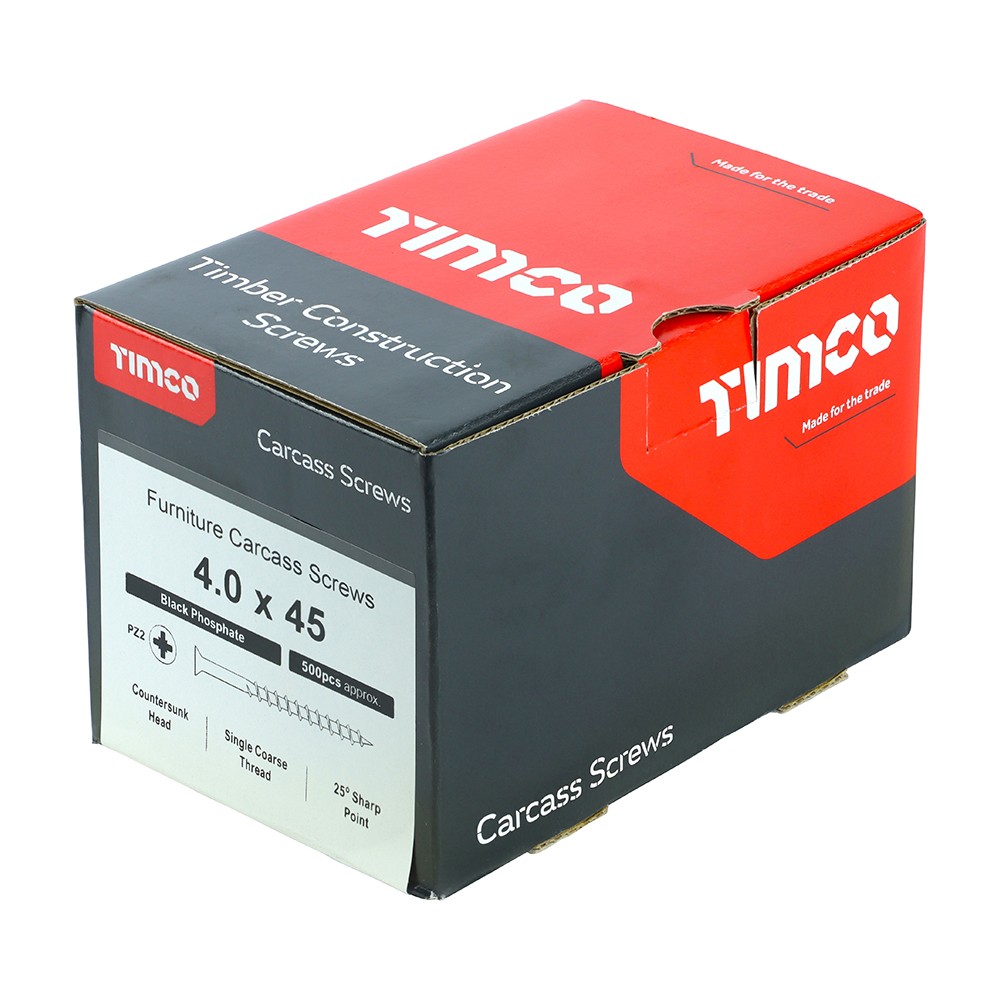 Timco Furniture Carcass Woodscrews Pozi 500 Pack - Black